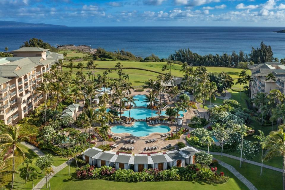 This sprawling resort is located on the quieter side of Maui in Kapalua.