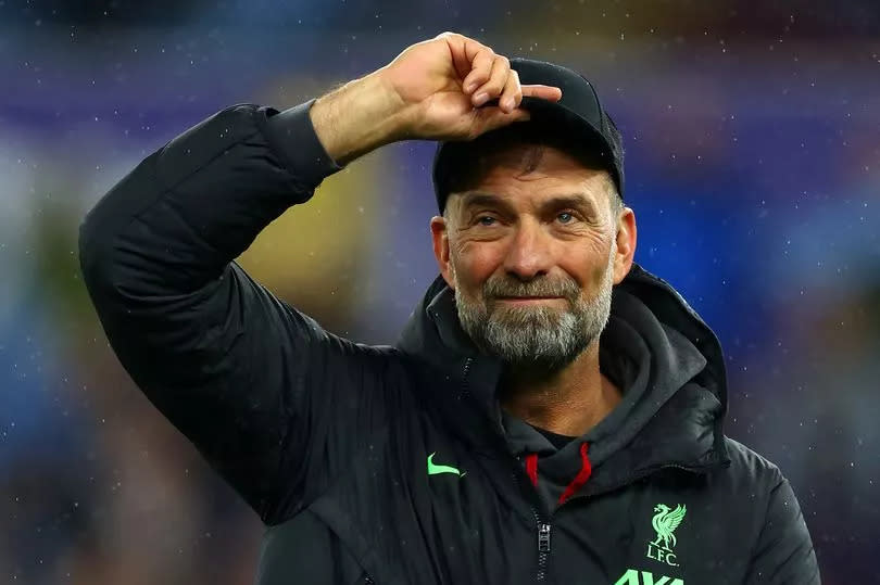 Jürgen Klopp salutes the Liverpool supporters during the draw with Aston Villa