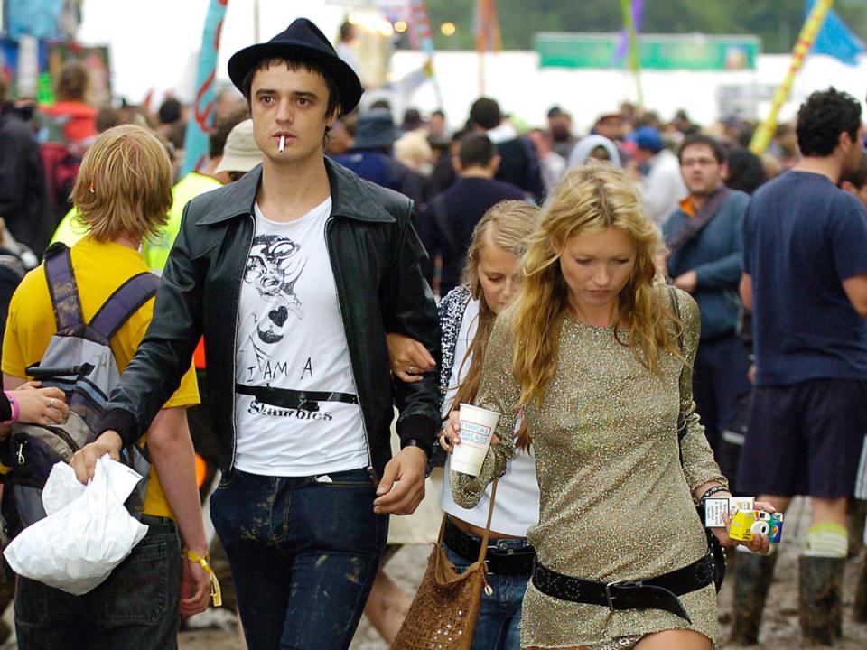 Kate Moss pictured with Pete Doherty at Glastonbury in  200 (Getty Images)