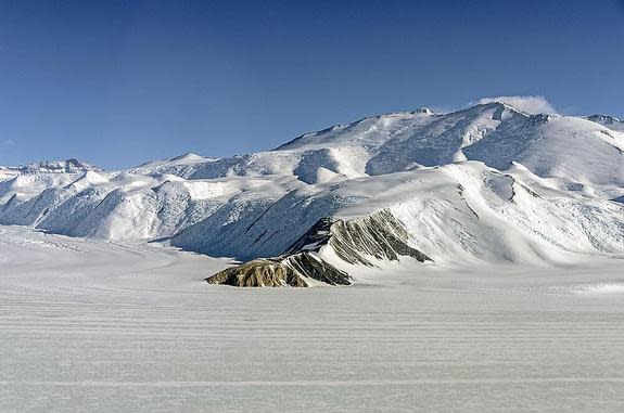 Researchers involved with NASA's Operation IceBridge snapped this photo during the mission's first science flight over glaciers in the Transantarctic Mountains on Nov. 18, 2013.