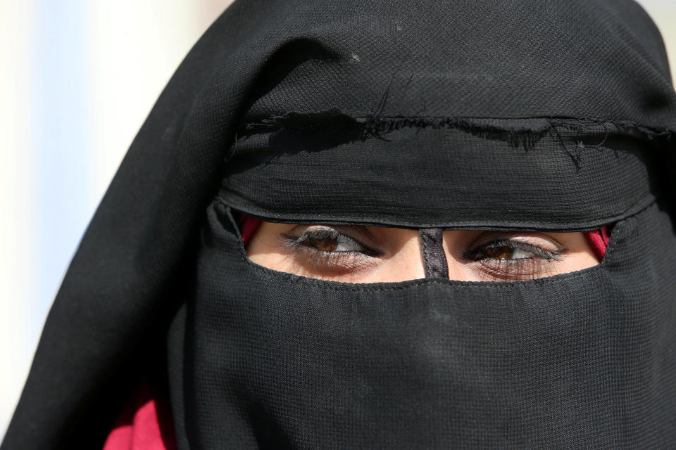 Amal Susi, 20, who's Lebanese and the wife of an Islamic State militant, is pictured during an interview with Reuters at al-Hol displacement camp in Hasaka governorate, Syria, April 1, 2019. REUTERS/Ali Hashisho