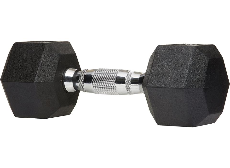 This rubber-encased dumbbell from Amazon Basics will ensure you keep a firm grip during strength training. (Source: Amazon)