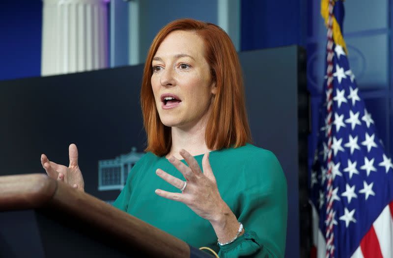 Press Secretary Jen Psaki speaks at the White House in Washington