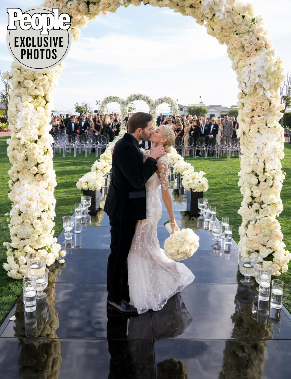 <p>After saying original vows both to each other and to Tarek's two kids — Brayden and daughter Taylor, 11 — the couple were shared their first kiss as newlyweds! Their officiant, Tarek's longtime friend and ​​attorney Roger Behle, declared the pair husband and wife. </p>