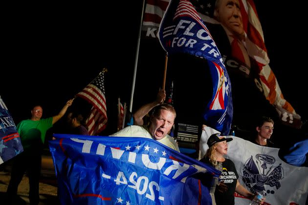 Supporters of former President Donald Trump rally near his home at Mar-a-Lago on Aug. 8 in Palm Beach, Florida. (Photo: Eva Marie Uzcategui via Getty Images)