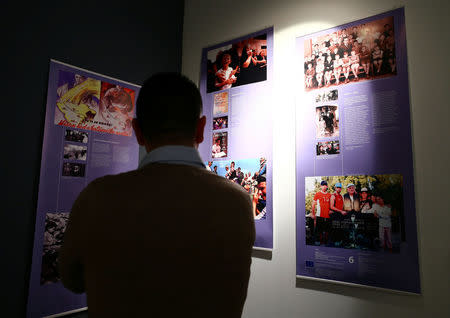 A man looks at an exhibition about Anne Frank at the Victory museum in Sibenik, Croatia, February 3, 2017. REUTERS/Antonio Bronic