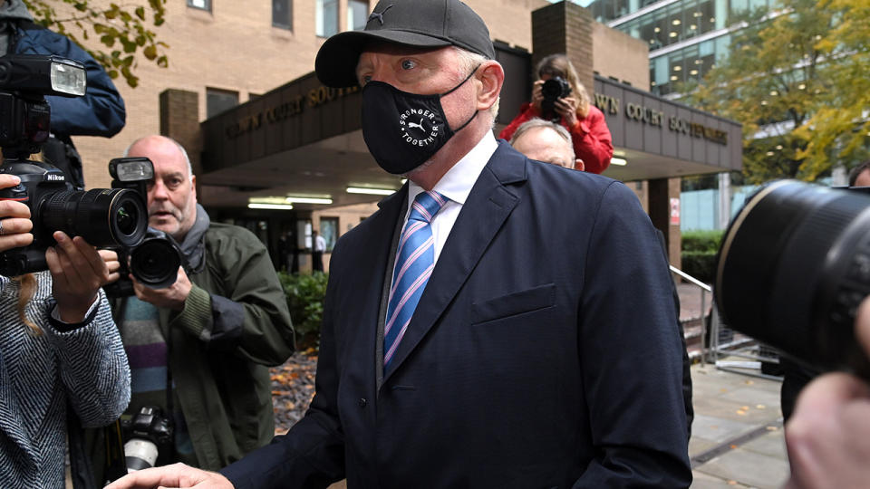 Boris Becker, pictured here departing Southwark Crown Court after attending an insolvency hearing.