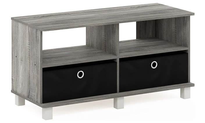 gray and black entertainment center