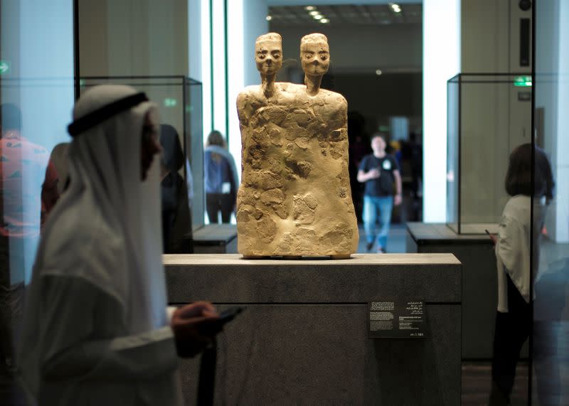 Visitors are seen at The Louvre Abu Dhabi Museum in Abu Dhabi
