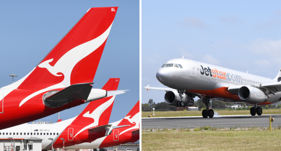 Composite image of Qantas and Jetstar planes.