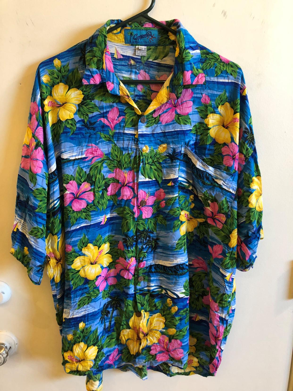 Here in the desert, colorful Hawaiian shirts like this ($20) remain the rage.