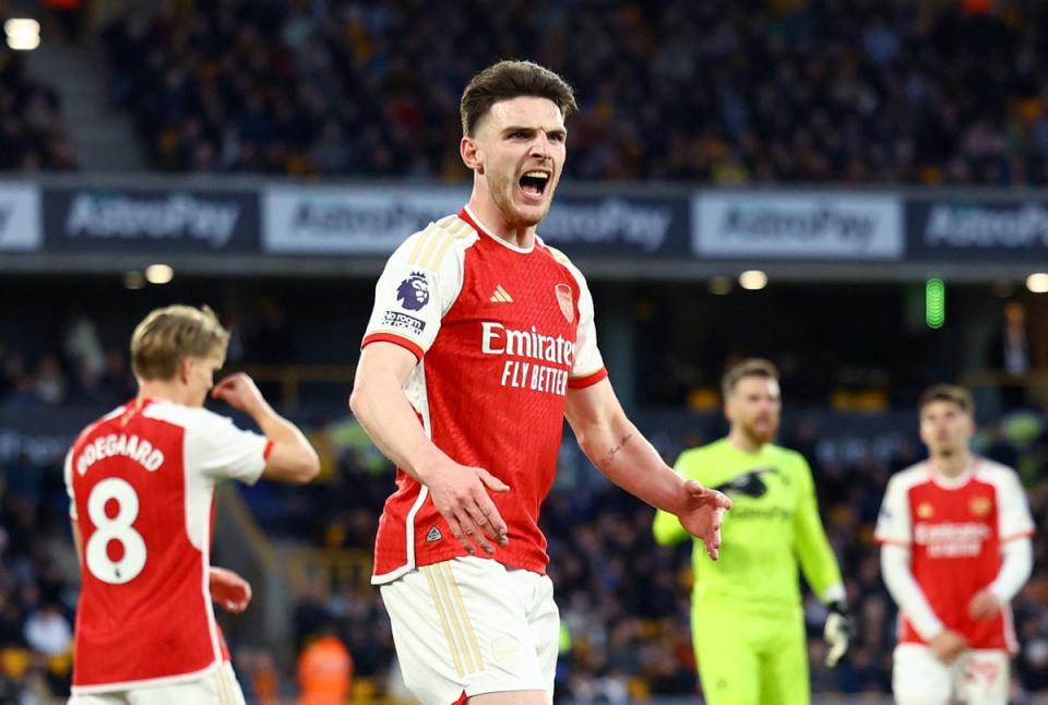 Declan Rice has propelled Arsenal’s title push this season (REUTERS)