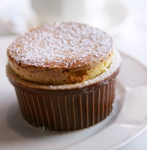 <div><p>"Soufflés. We make the crème pâte in advance, but when it’s ordered, the process is: warm crème pâte over a double boiler, and while that is warming, you need to hand-whip a fresh meringue. Once the crème is warm, you have about three minutes to fold in the whites and then fill your molds to make sure you don’t touch the edges (as it makes them rise crooked). Into the oven for three minutes, open the oven, and rotate for two minutes. In those five minutes, you have to plate the rest of the table's desserts, which all have 8–10 components. Soufflé comes out to a waiting waiter and has to go to the table immediately or deflates.</p><p>While it’s not the most difficult thing in the world, when you’re busy and have 4–6 on order, and each one needs to pass a three-finger test (height above the rim of the mold or it gets sent back, and you need to restart), it can get quite hard and demoralizing when they don’t work."</p><p>—<a href="https://www.reddit.com/user/LaviRavi/" rel="nofollow noopener" target="_blank" data-ylk="slk:u/LaviRavi;elm:context_link;itc:0;sec:content-canvas" class="link ">u/LaviRavi</a></p></div><span> Rick Poon / Getty Images</span>