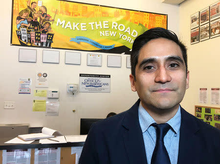 Theo Oshiro, deputy director of immigrant services organization Make the Road New York, is pictured at the group’s offices in New York City, New York, U.S. April 9, 2019. REUTERS/Andrew Chung