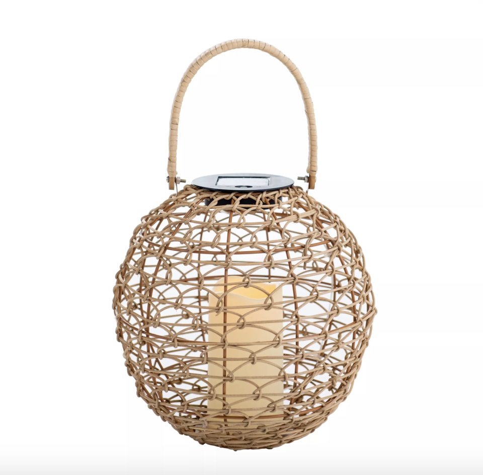 Solar Rattan Round Lantern