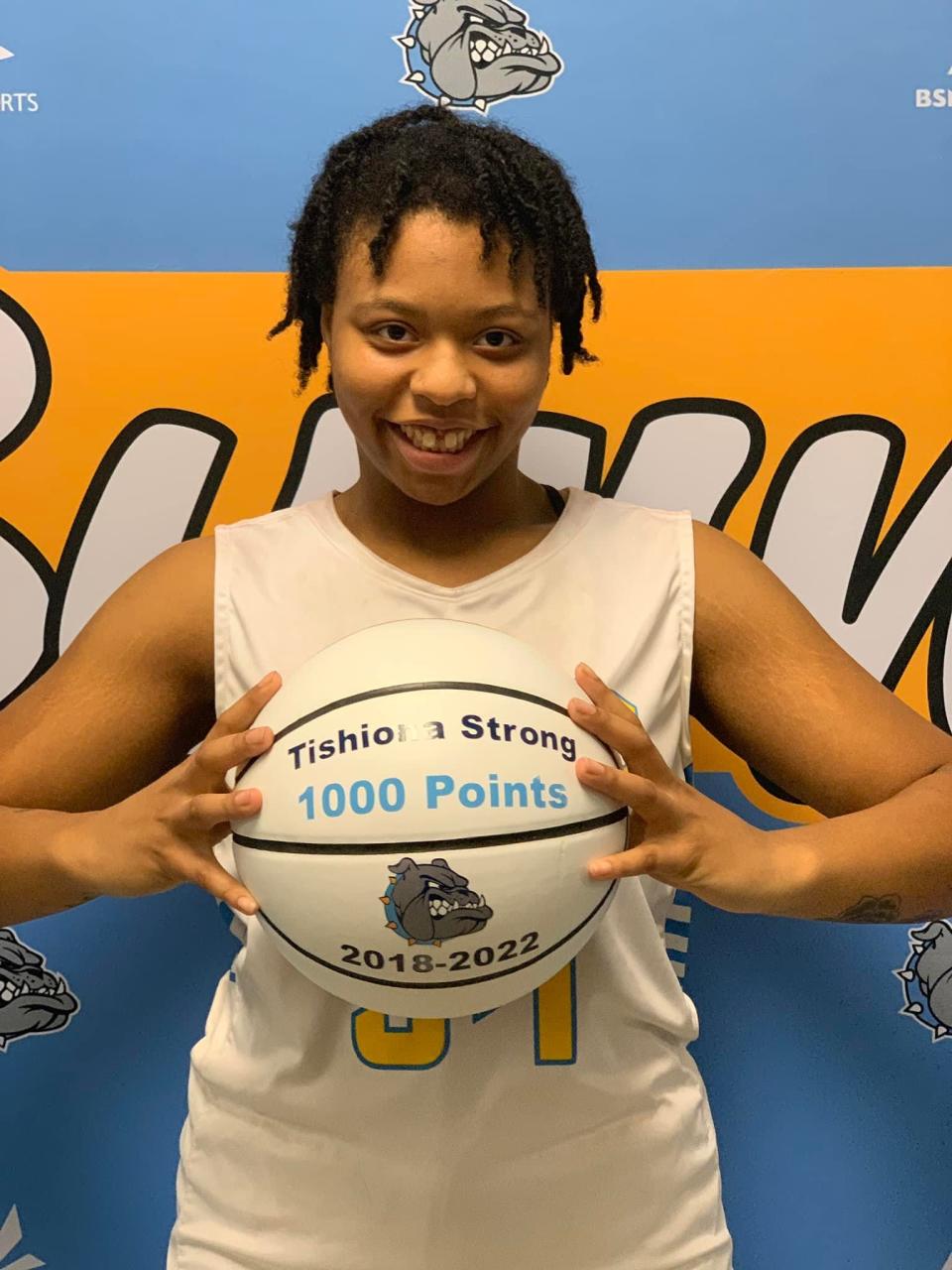 Burns' Tishiona Strong scored her 1,000th career point on Friday, Jan. 14, 2021 in a win over East Gaston.