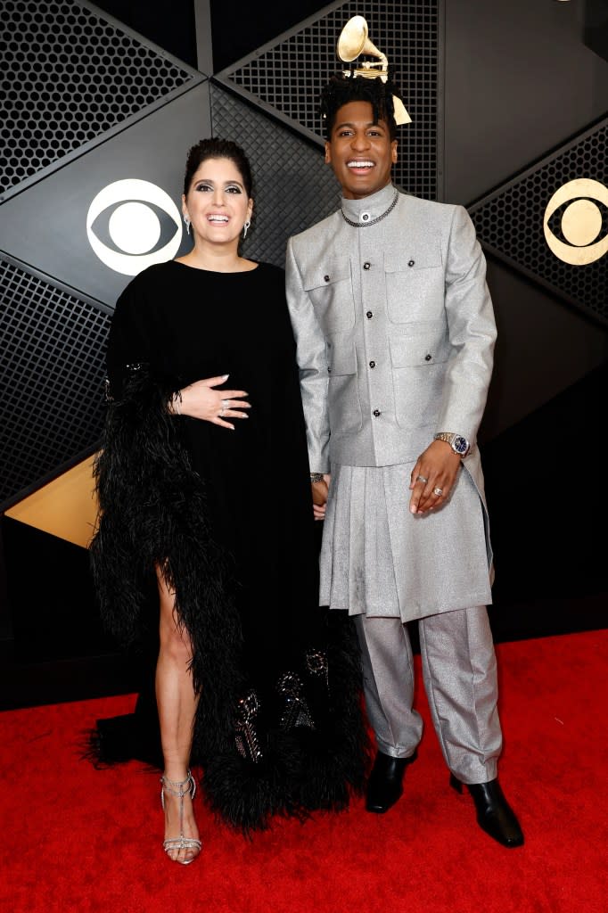 (L-R) Suleika Jaouadand Jon Batiste attend the 66th GRAMMY Awards at Crypto.com Arena on February 04, 2024 in Los Angeles, California.