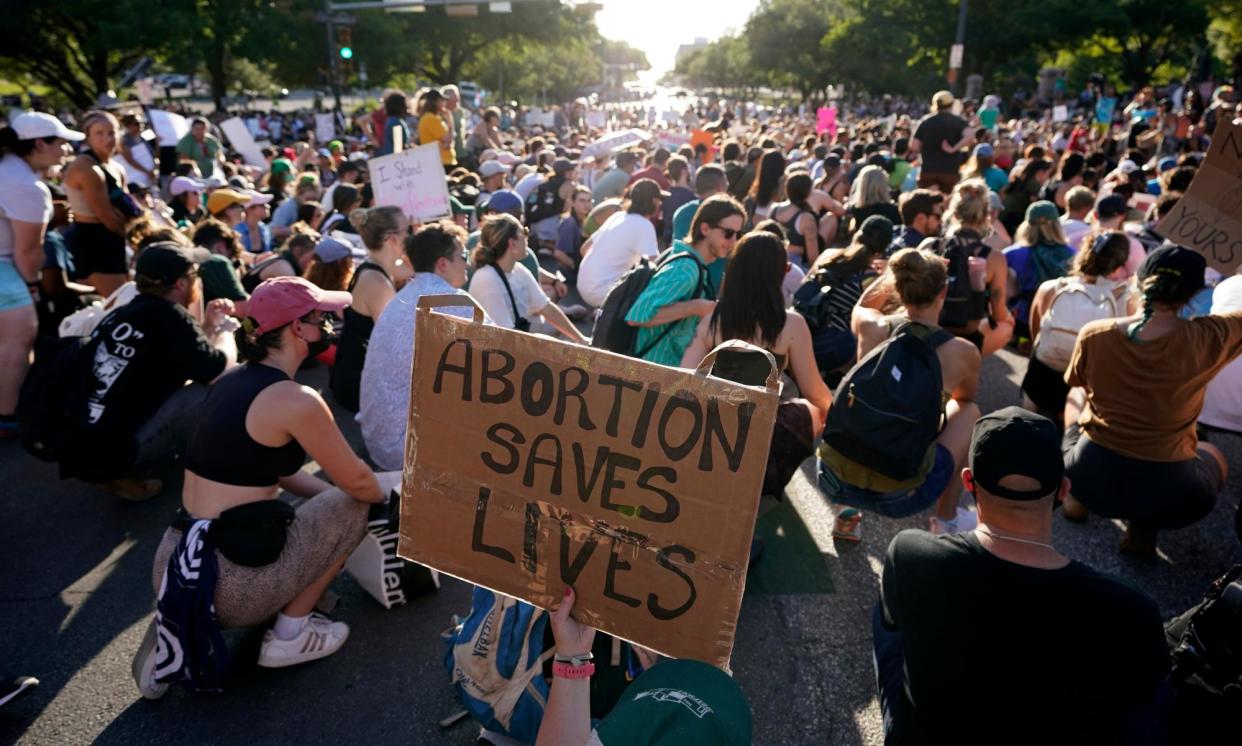 <span>People rally for abortion rights near the Texas capitol in Austin in June 2022. </span><span>Photograph: Eric Gay/AP</span>