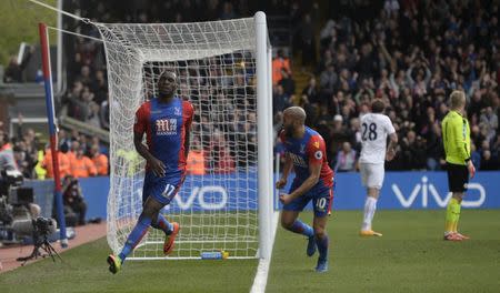 Britain Soccer Football - Crystal Palace v Leicester City - Premier League - Selhurst Park - 15/4/17 Crystal Palace's Christian Benteke celebrates scoring their second goal Reuters / Hannah McKay Livepic