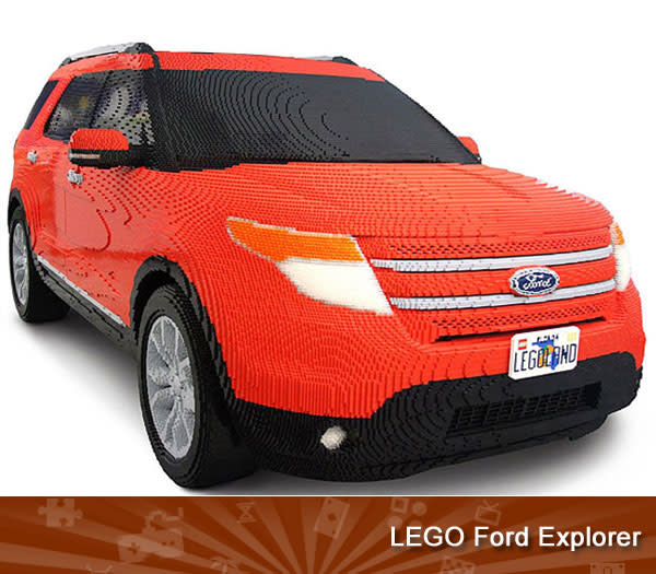 LEGO FORD EXPLORER - Se requirió el trabajo de 22 maestros de obra en un centro de Lego en Connecticut, para crear este Ford Explorer de tamaño natural que pesa más de la mitad que el coche en el que se basa. Lo puedes ver en persona en el parque temático Legoland, recientemente inaugurado cerca de Orlando, en Florida.