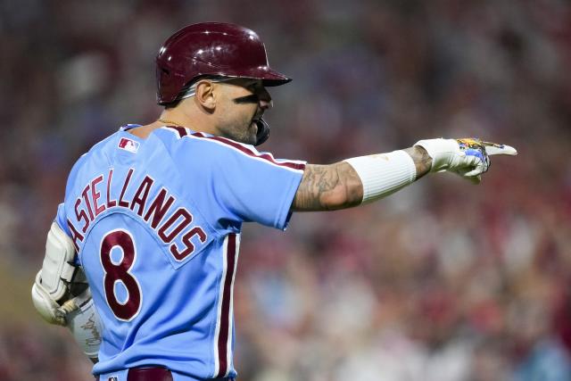 Castellanos hits 2 homers, makes pivotal throw for an out, as Phillies beat  Braves 6-5 in 10 - The San Diego Union-Tribune