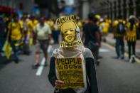 A protestor demanding Malaysian Prime Minister Najib Razak’s resignation and electoral reforms in Kuala Lumpur on August 29, 2015