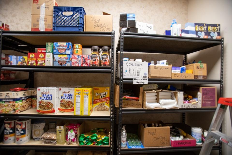 The Tejano Food Pantry located at El Paso Community College’s Valle Verde campus provides personal hygiene products as well as food. (Corrie Boudreaux/El Paso Matters)