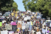 <p>Protesters march in San Francisco, Saturday, Aug. 26, 2017. (Photo: Josh Edelson/AP) </p>