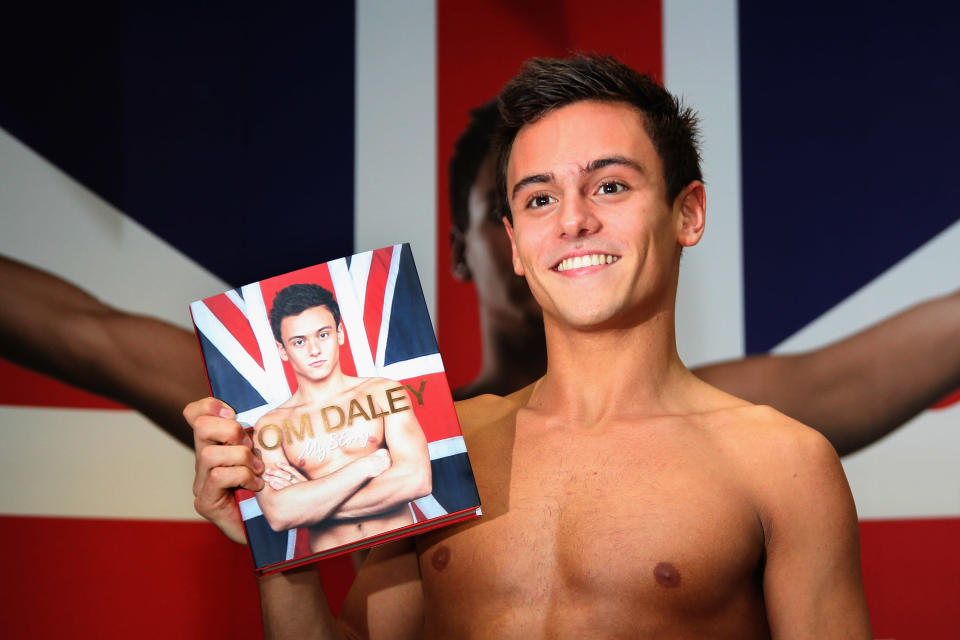 British Olympic diver Tom Daley poses for the media during the launch of his new autobiography, 'My Story,' on his 18th birthday at Waterstones book store on May 21, 2012 in London, England. (Dan Kitwood/Getty Images)