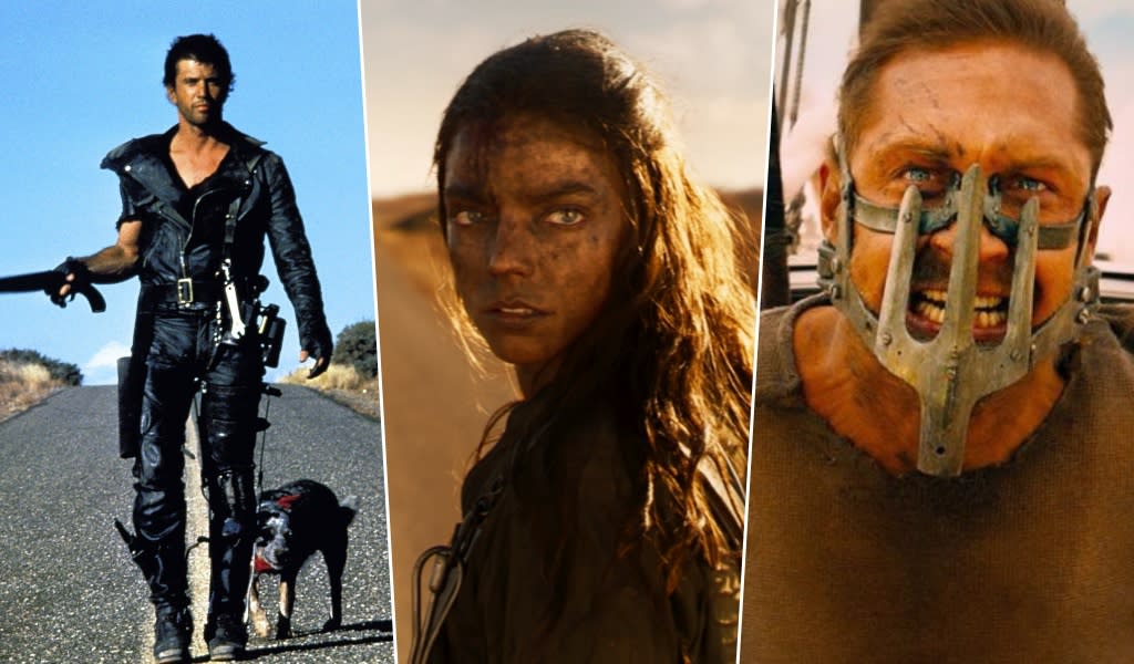 Mel Gibson in Mad Max, Anya Taylor-Joy in Furiosa and Tom Hardy in Mad Max: Fury Road