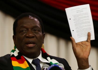 Zimbabwe President Emmerson Mnangagwa announces the date for the general elections in Harare, Zimbabwe May 30, 2018. REUTERS/Philimon Bulawayo