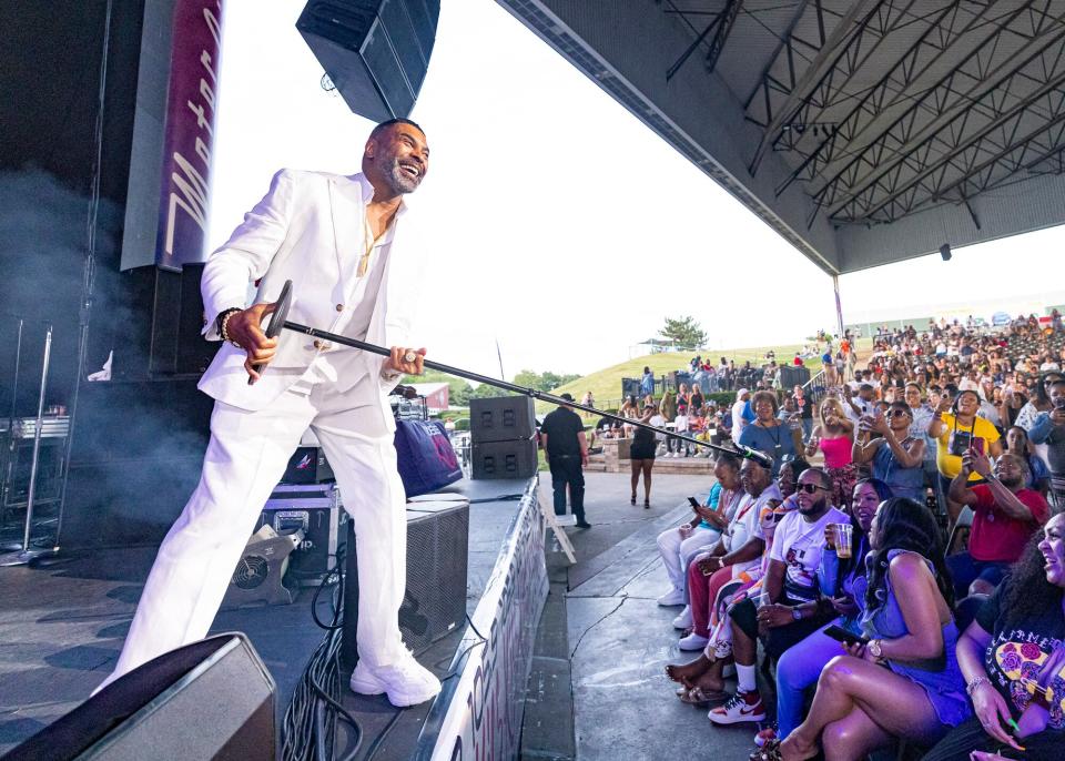 Ginuwine performs at 105.9 KISS-FM Block Party at Michigan Lottery Amphitheatre on July 03, 2022 in Sterling Heights, Michigan.
