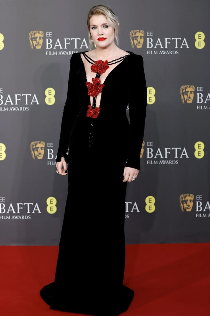 Emerald Fennell attends the EE BAFTA Film Awards 2024 at The Royal Festival Hall on February 18, 2024 in London, England.