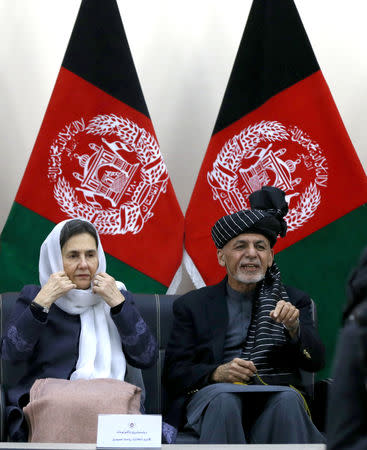 Afghanistan's President Ashraf Ghani and his wife Rula Ghani arrive to register as a candidate for the upcoming presidential election at the Afghanistan's Independent Election Commission (IEC) in Kabul, Afghanistan January 20, 2019.REUTERS/Omar Sobhani