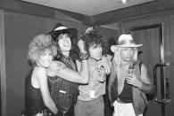 <p>Vince Neil and Tommy Lee of Mötley Crüe pose backstage at a Quiet Riot concert at the Forum on September 29, 1984 in Inglewood, California.</p>