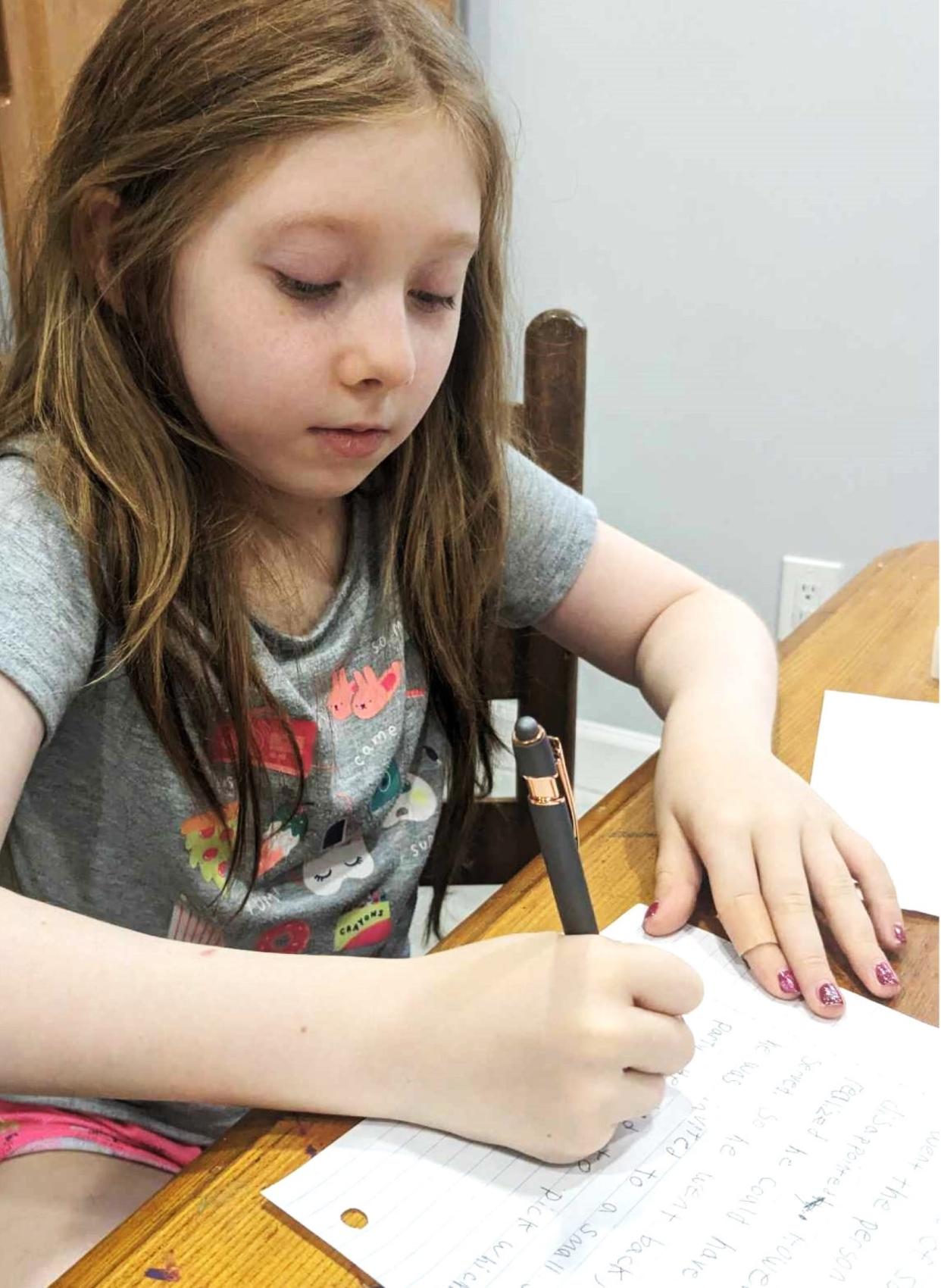 Samantha Robarts, 9, picks her extracurricular activities as a homeschooled student. "For example, she's doing crochet and drawing," said her mother, Catherine Robarts.