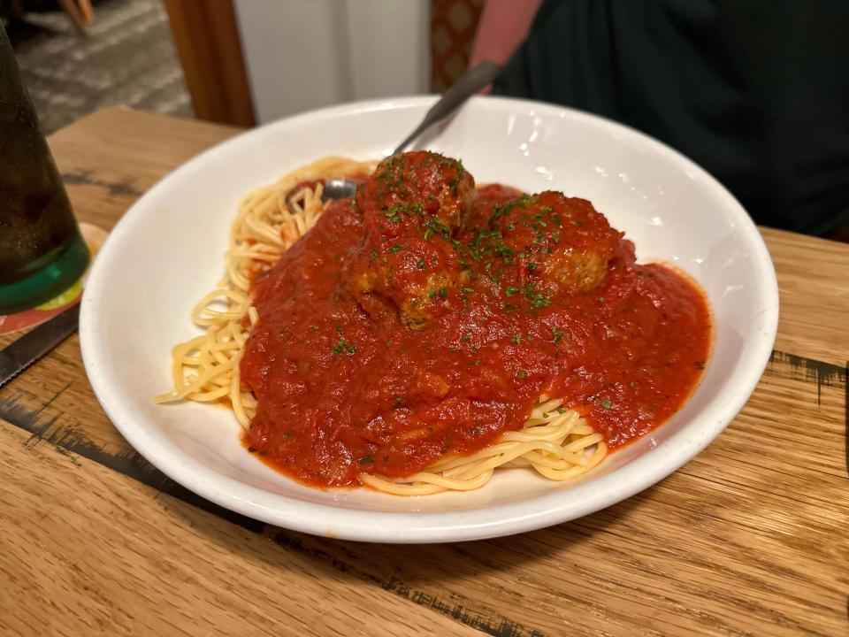 Spaghetti and meatballs at Olive Garden 