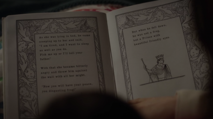 Rose reads the Grimm Brothers' 'The Frog King' to her daughter 