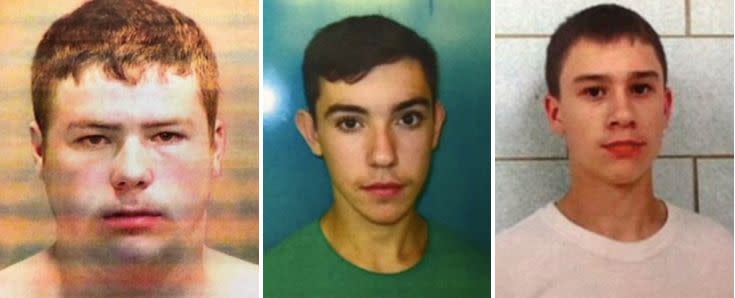 From left: Kyle Anger, 17, Mikadyn Payne, 16, and Mark Sekelsky, 16, could face life behind bars. (Photo: Genesee County Prosecutors Office)