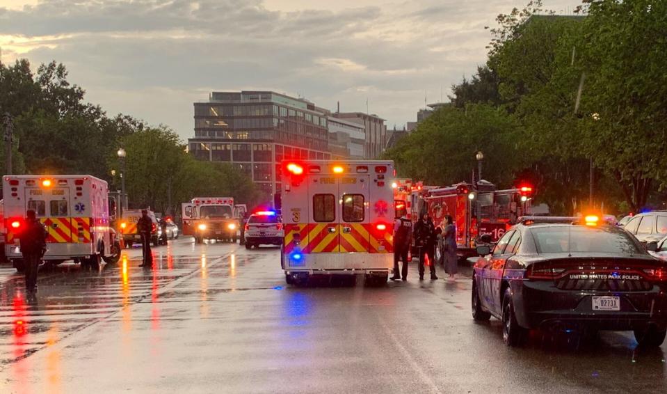 Apparent lightning strike Lafayette Park NW in Washington DC