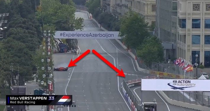 Max Verstappen wrecks at Baku
