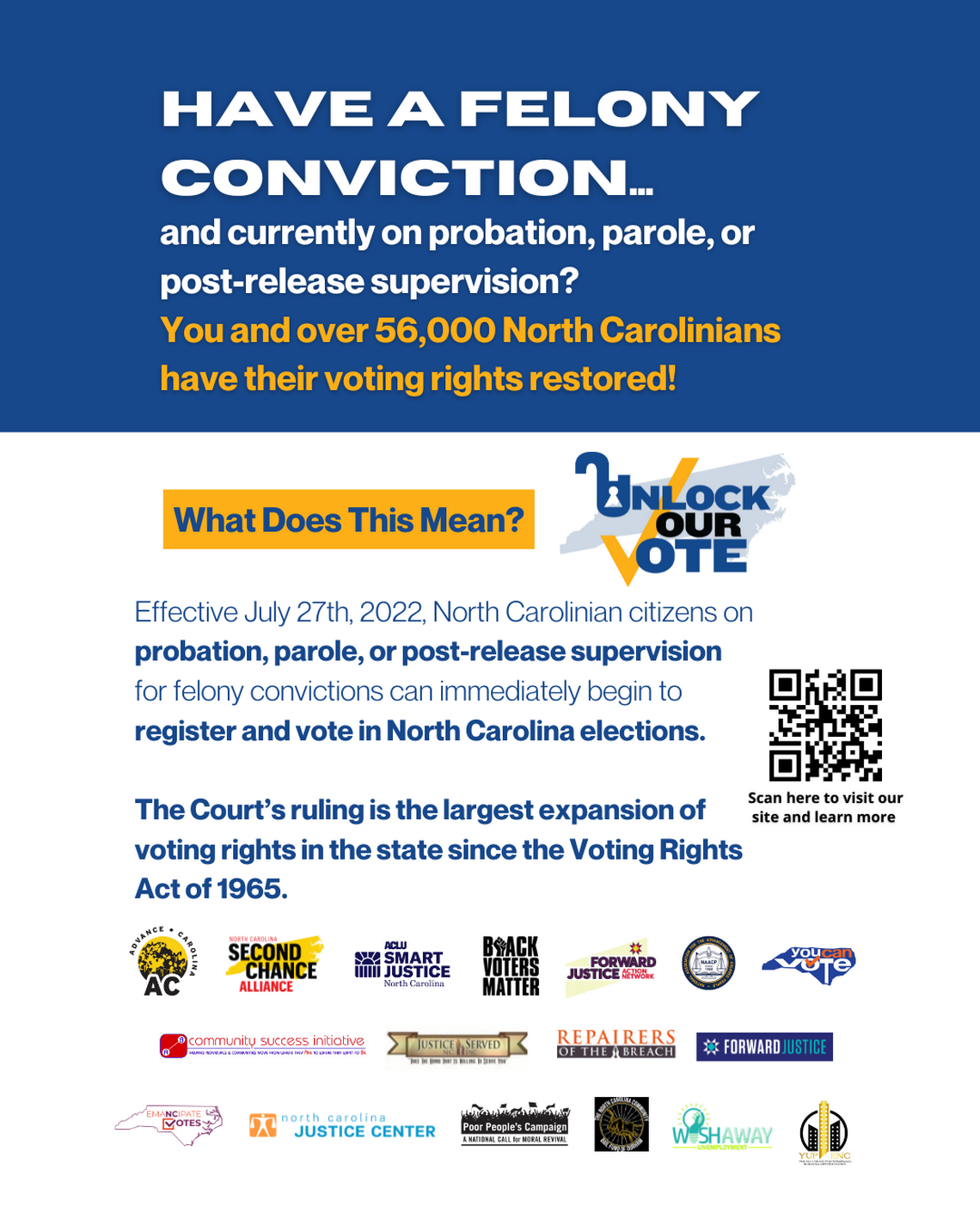 Flyer shared by Forward Justice with NC residents.