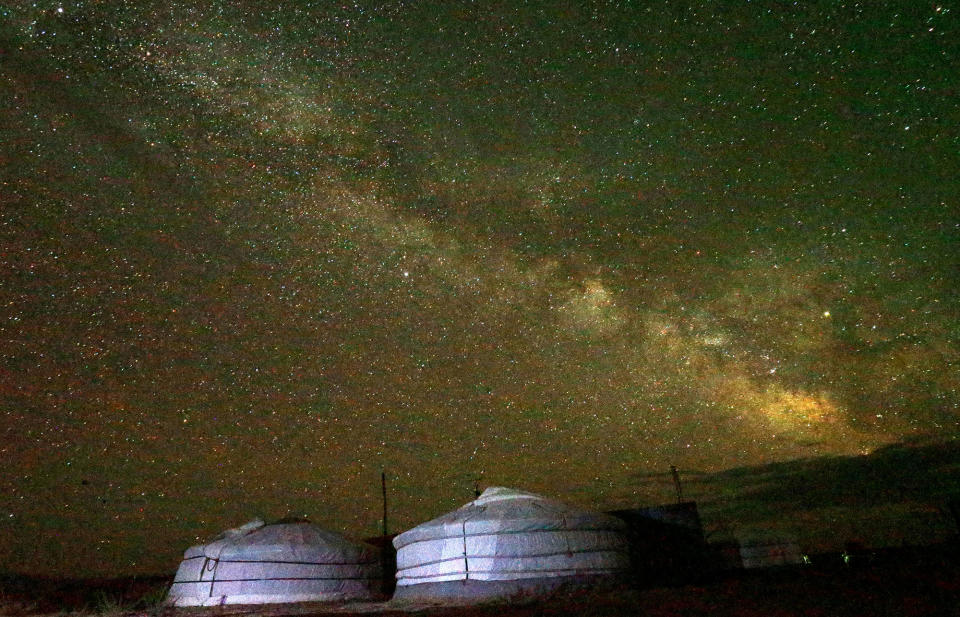 The “Milky Way” is seen across the sky at the Takhin Tal National Park