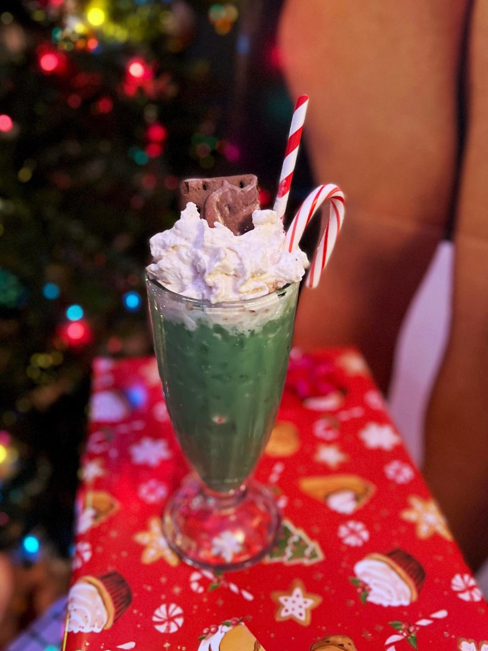 Lost Whale's "Elf" pop-up bar features themed cocktails such as "Not now Artic Puffin," with Central Standard North 40 brandy, Korbel brandy, Creme de Menthe, Creme de Cacao, house coconut blend, Bittercube orange bitters, house-made whipped cream, fudge Pop-Tart, and candy cane garnish.