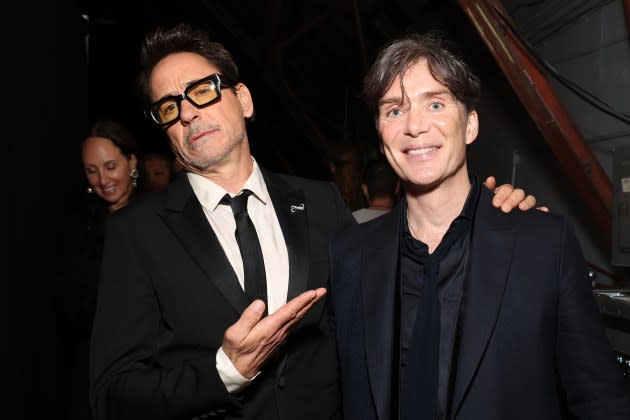 Robert Downey Jr. and Cillian Murphy pose backstage during the 29th Annual Critics Choice Awards - Credit: Kevin Mazur/Getty Images for Critics Choice Association