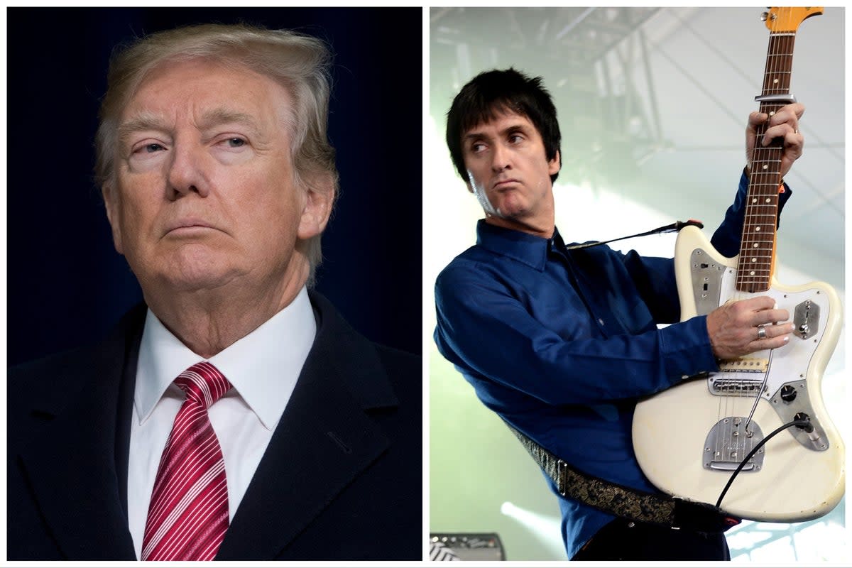 Former US President Donald Trump (left) and former Smiths guitarist Johnny Marr (Getty)