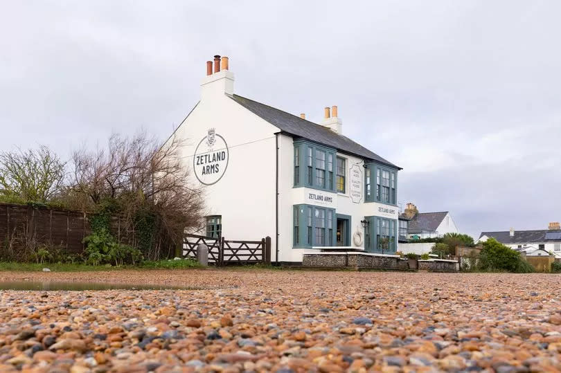 The pub is right on the beach