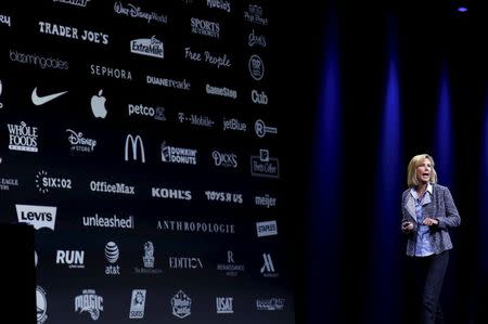 Apple senior vice president for hardware engineering Jennifer Bailey speaks at the Worldwide Developers Conference in San Francisco, California June 8, 2015. REUTERS/Robert Galbraith
