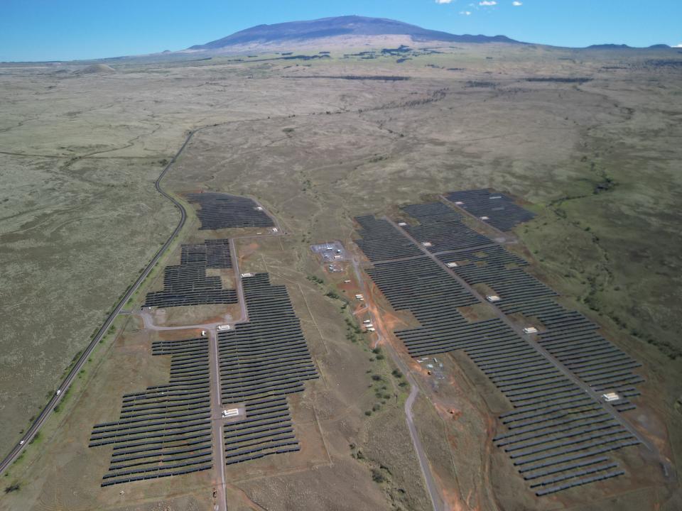 The Waikoloa Solar project on island of Hawaii on the Kona coast, which opened in April of 2023. It is the largest solar + storage facility on Hawaii Island, providing just over 7% of the island's energy needs at a wholesale price of 9¢ per kilowatt hour, far less than the retail rate of 44¢.
