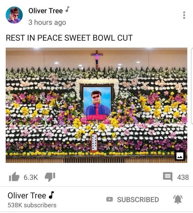 Oliver Tree惡搞鐘鉉的靈堂照，引起網友撻伐。（圖／翻攝自推特）